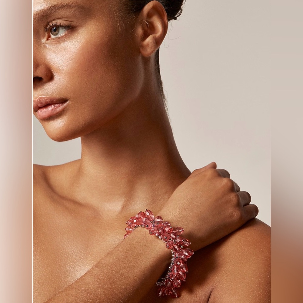 J. Crew Pink Crystal Cluster Bracelet - Picture 2 of 5